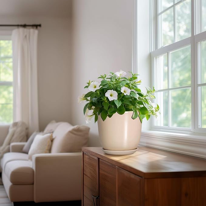 8 Inch Plant Pot, Ceramic Pots for Plants Indoor, Modern Decorative Planters - Image 6