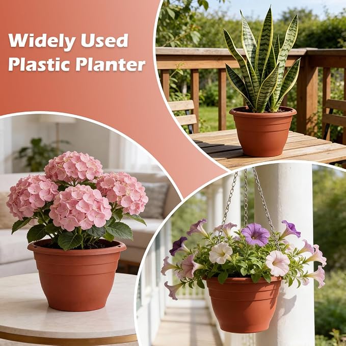 RooTrimmer 3 Pack 11 Inch Plant Pots Lightweight Planters - Image 3