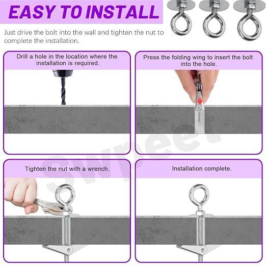 Swpeet 18 Set M4 M5 M6 Eye Bolt Toggle Bolts and Wing Nut Kit - Image 5
