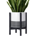 D'vine Dev Ceramic Pot with Ebony Wood Stand, 12 in, 55-B-H-6 | Mid-Century by DvineDevPlanterPotsandStand