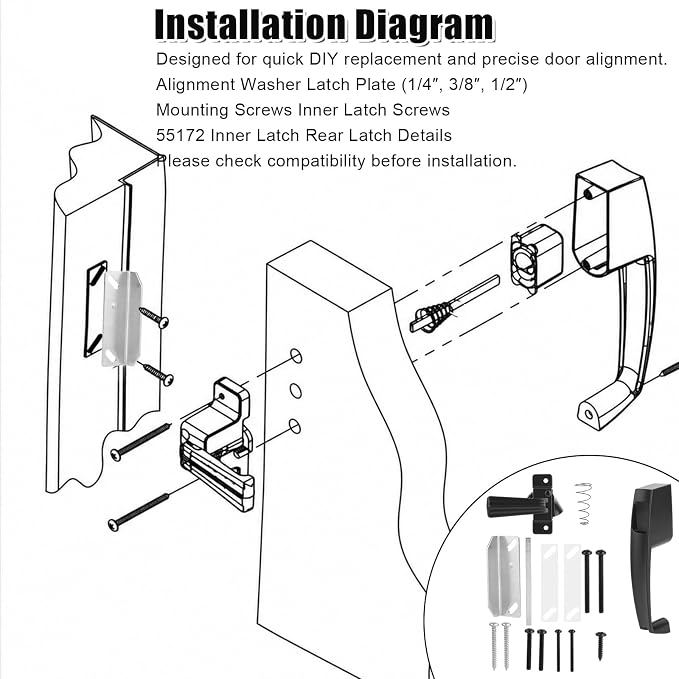 PEUTIER Push Button Storm Door Latch, Heavy Duty Screen Doors Latch | - Image 5