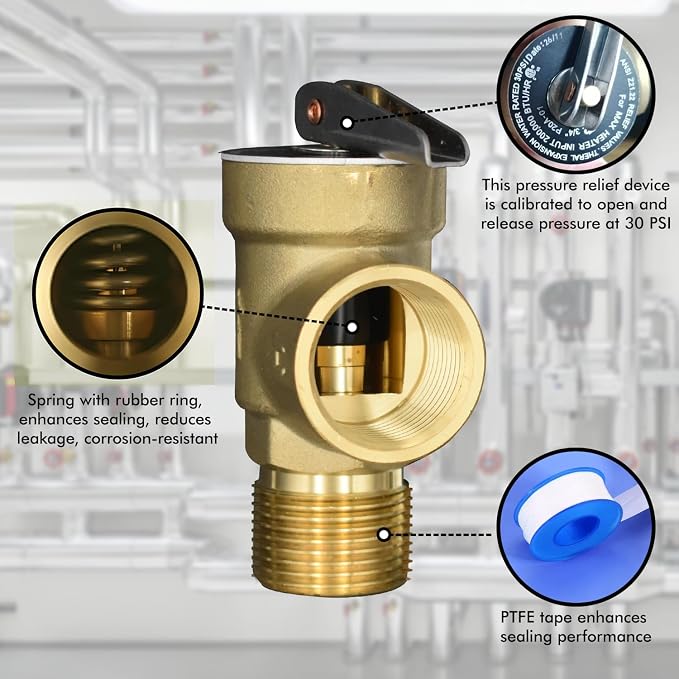 VAV 30 PSI Boiler Relief Valve, 3/4" NPT, Lead-Free Brass, CSA Listed | - Image 3
