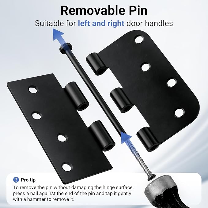 18 Pack Matte Black Door Hinges 4 Inch, Heavy Duty Iron Exterior/Interior Hinges - Image 3
