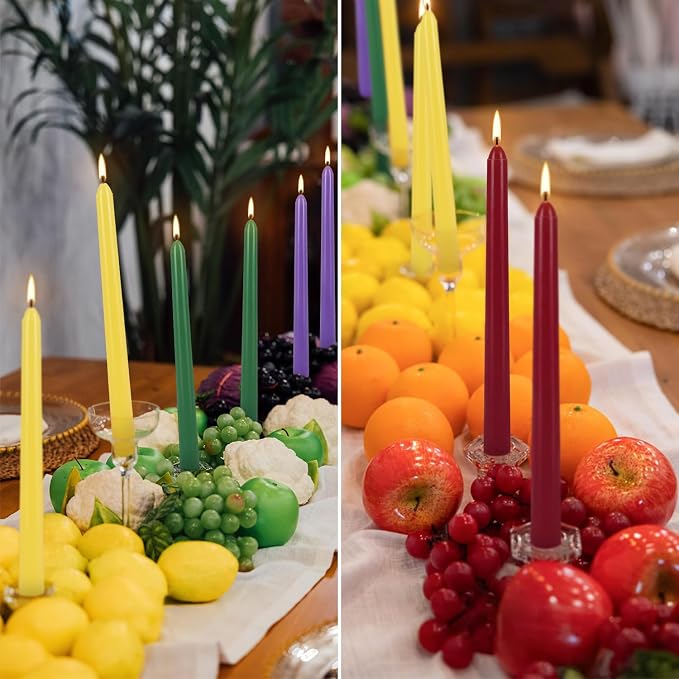 Howemon 24 Pack 10" Tall Colored Taper Candles, Dripless Unscented Colorful - Image 7