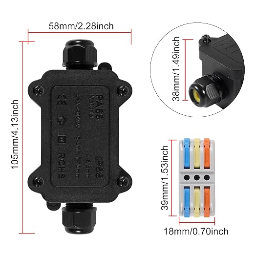 2PCS Junction Box Waterproof IP68, 2 Way Outdoor Junction Box | - Image 6