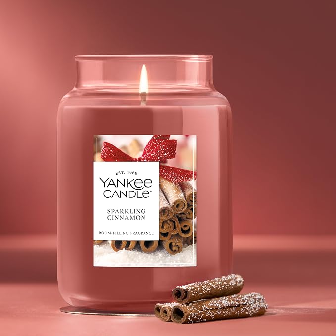 Yankee Candle Sparkling Cinnamon, Christmas Scented Candle, 22oz Large Jar - Image 4