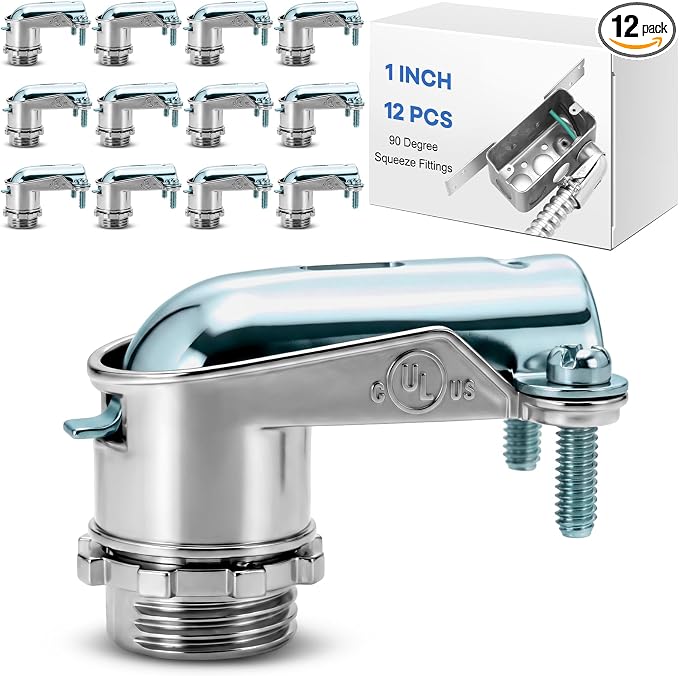 12 Pack Cable Connectors 90 Degree Squeeze Fittings Zinc Die Cast Cable Conduit by Moxweyeni