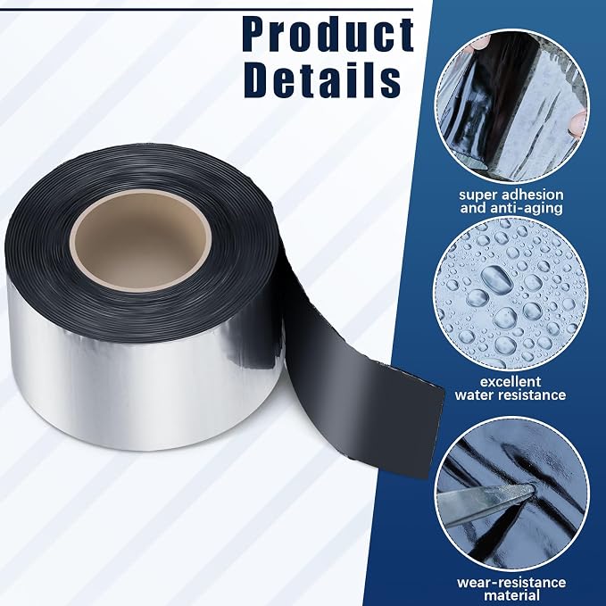 Frienda 2 Rolls Flashing Tape Waterproof Patch Seal Tape 32 Feet Self Adhesive - Image 3