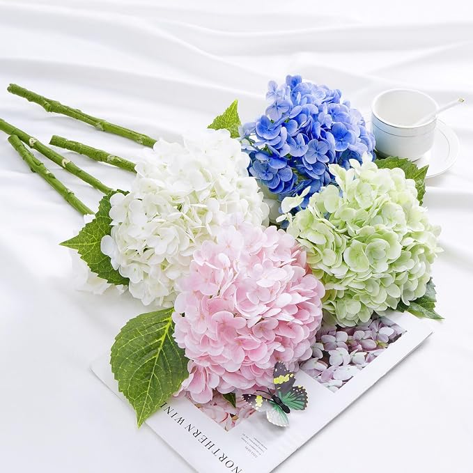 21" Real Touch Dark Blue Hydrangea Artificial Flowers - Image 6