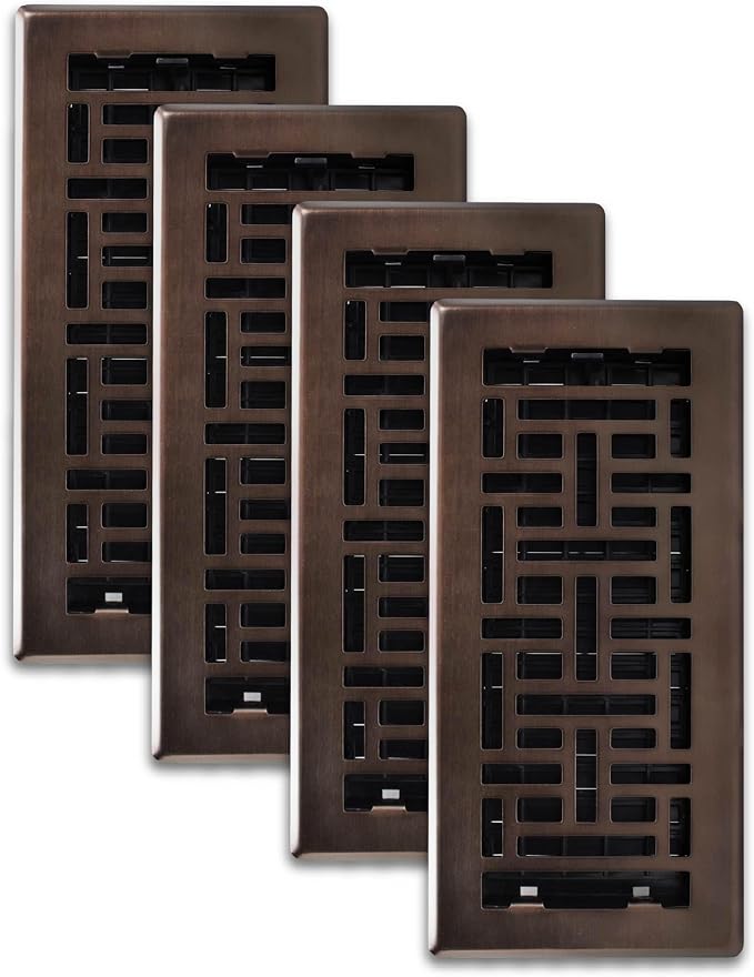 Decor Grates AJH410-RB Oriental Floor Register, 4x10 Inches, Rubbed Bronze by DecorGrates