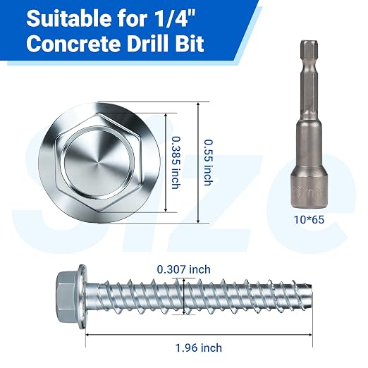 10PCS 1/4" × 2" Heavy Duty Masonry Screws - Image 2