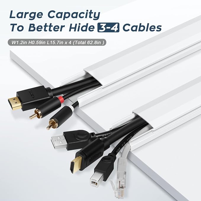 PVC Cord Hider Cable Management Wall, 62.8in TV Cable Hider | Paintable Cable - Image 2