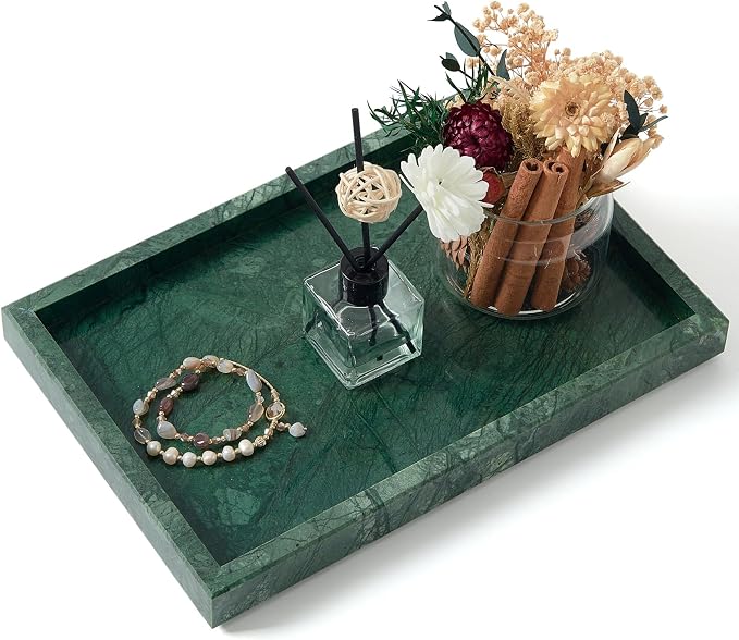Green Marble Tray, Pure Natural Vanity Tray | Marble trays by MULWRMarbleTray