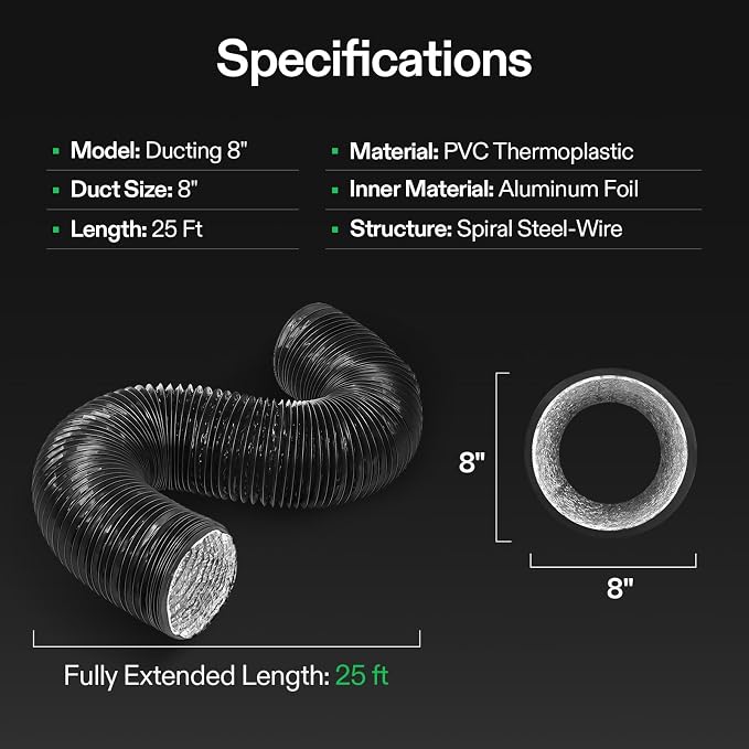 VIVOSUN 8 Inch 25 Feet Flexible Aluminum Ducting - Image 7