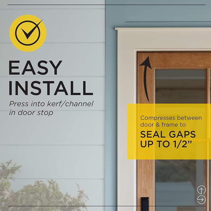 MD Building Vinyl-Coated Foam Top and Sides Door Seal, 90ft | Seals Gaps Up To - Image 7