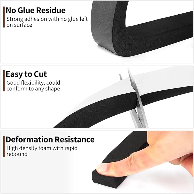 Yotache Foam Weather Stripping 1" x3/4", Total 13 Ft | Insulation Foam Strips - Image 6