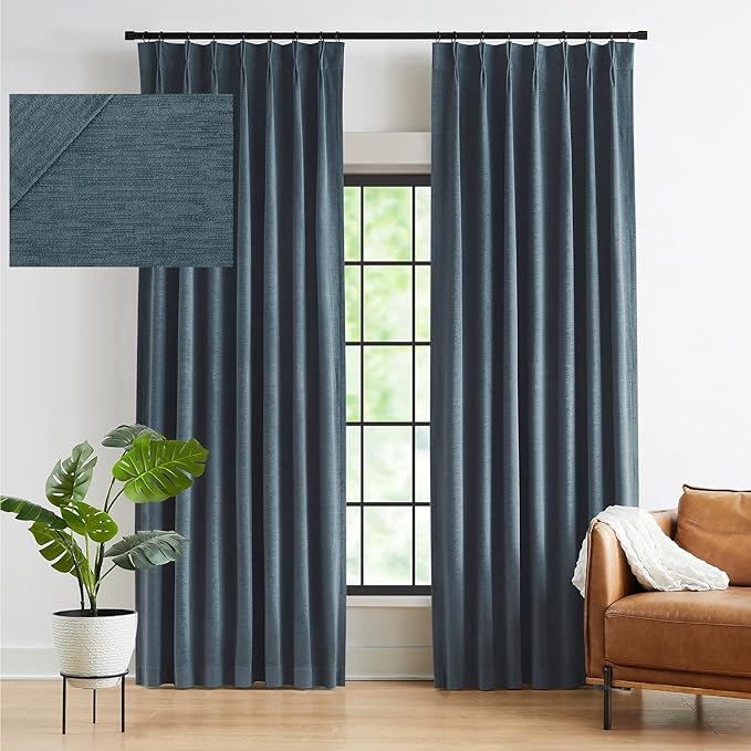 Kayne Studio Storm Blue Soft Velvet Pinch Pleated Curtains 72 Inches Long | by KayneStudio