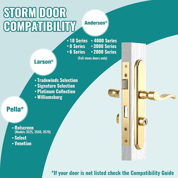 MaxxGeek Flat Slot Storm Door Handle Complete Set, Mortise Keyed Lever Mount - Image 6