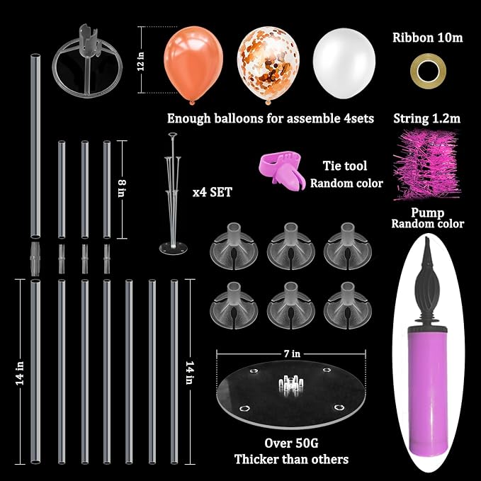 ZJDHPTY 4Set Rose Gold Balloon Stand Table Centerpieces Party Decor | Birthday - Image 3