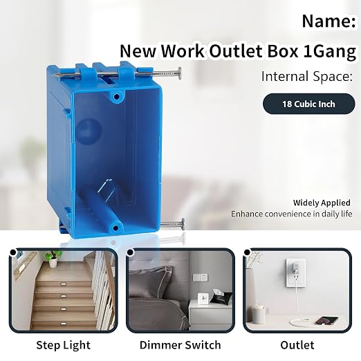 10-Pack New Work Box 1 Gang, New Work Electrical Nail Outlet Box, 18 cu. in | - Image 6