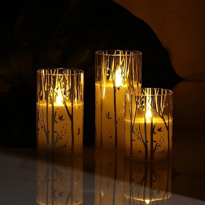 Rhytsing Birch Design Glass Battery Operated LED Candles - Image 4
