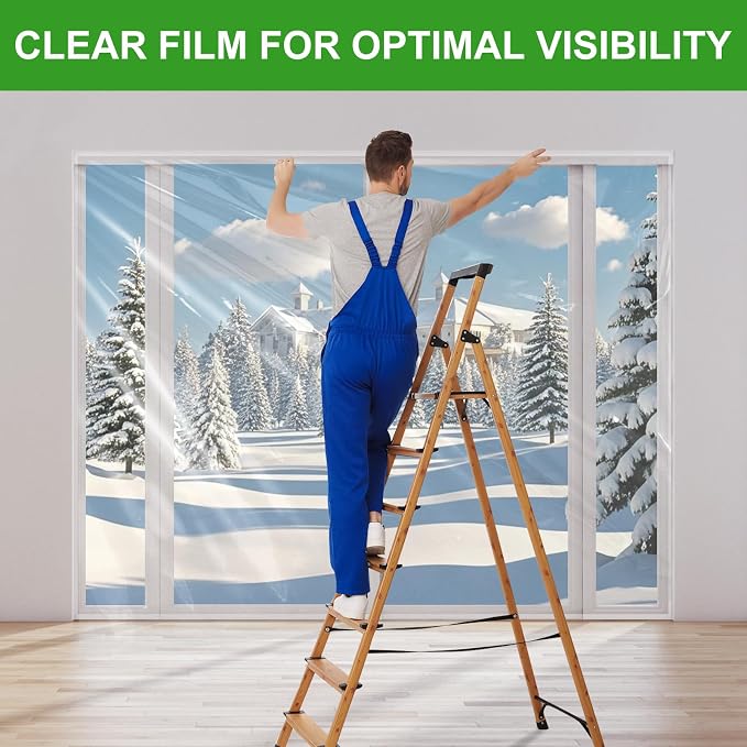 Window Insulation Kit for Winter, Plastic Window Covering 94 Inch Wide × 393 - Image 5