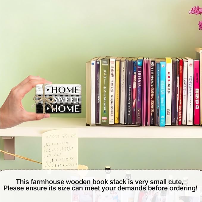 Mini Decorative Books For Home Decor, Small Wood Book Stack For Table Decor - Image 2