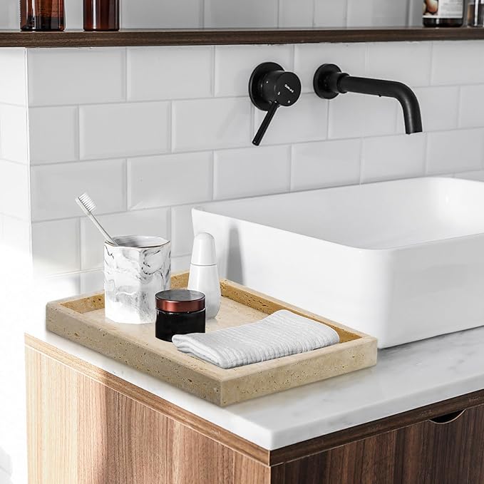 Travertine Tray, Bathroom Vanity Tray | Non-Ceramic/Non-Resin, marble perfume - Image 5