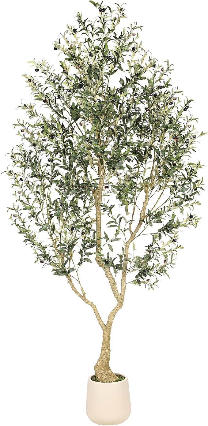 8ft Faux Olive Tree with Tall Exquisite Planter | Realistic Olive Trees by REALEAD