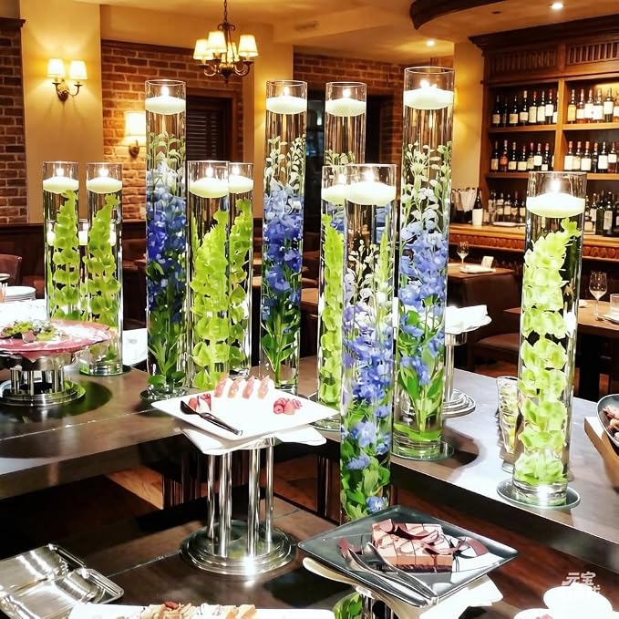 CYS EXCEL Cylinder Clear Glass Vase | Multiple Size Choices Glass Flower Vase - Image 6