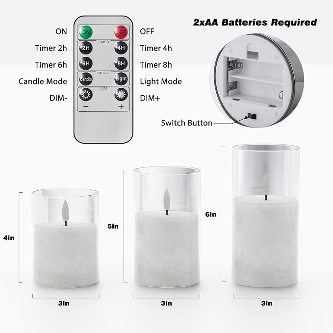 VIODAIM Ice Crystal Real Wax Glass Flameless Candles - Image 2