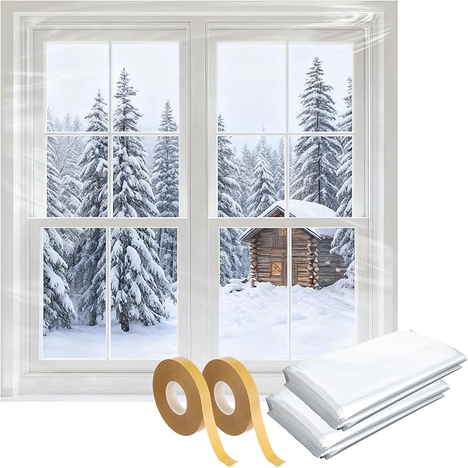 Pangda 2 Pack Window Insulation Kit 63 x 394 Inch Plastic Window Covering by Pangda