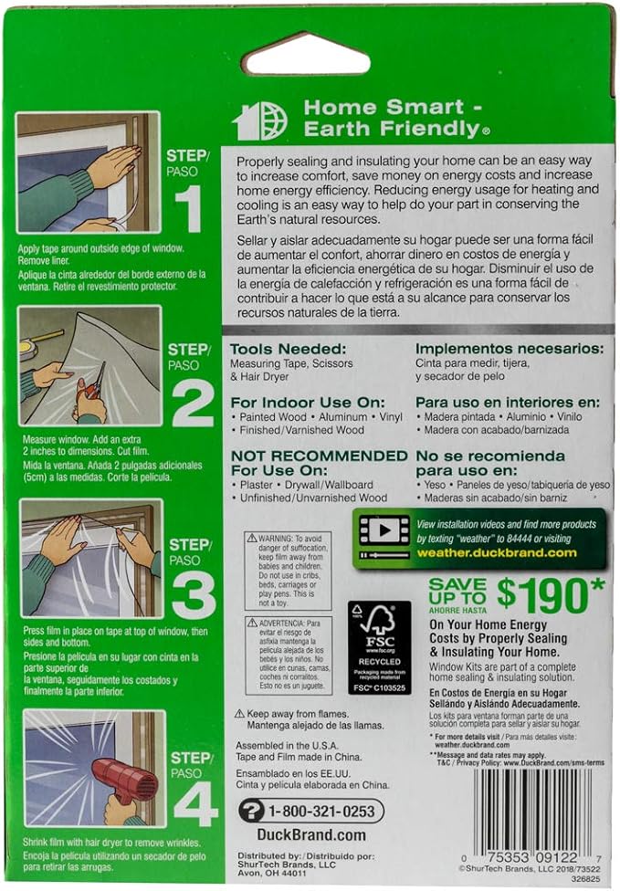 Duck Brand Indoor 5-Window Shrink Film Insulator Kit, 62-Inch x 210-Inch - Image 3