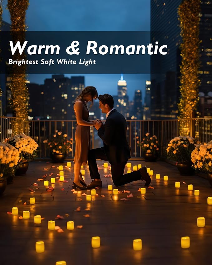 Homemory 12 Pack Ivory Flameless Flickering LED Votive Tealights Candles | - Image 7