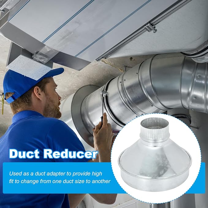 PATIKIL 8 Inch to 3 Inch Duct Reducer, Galvanized Steel Round Air Duct Reducer - Image 4
