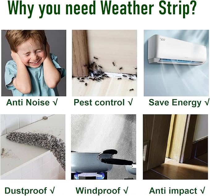 33ft Weather Stripping Brush for Sliding Windows/Doors Frame Side, Pile Self - Image 2