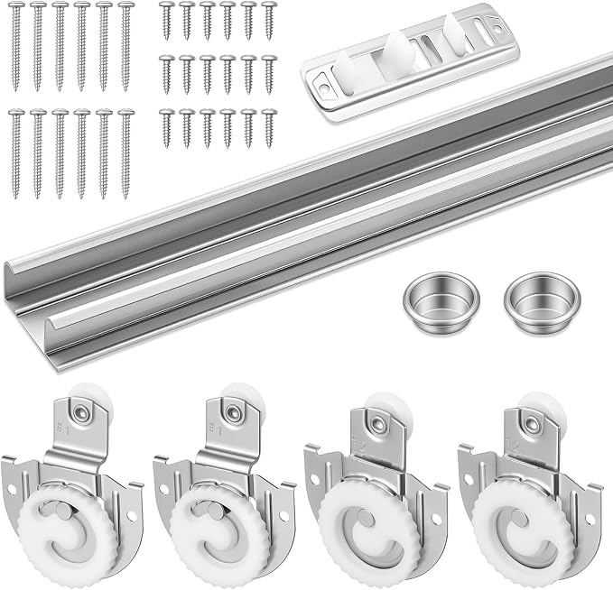 Therwen 1 Set 72 Inch/6 ft By-Pass Sliding Closet Track and Hardware Kit by Therwen
