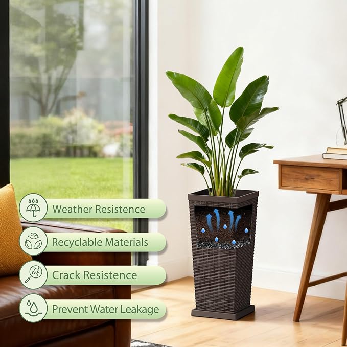 Set of 2 24 Inch Tall Plastic Planters - Image 6