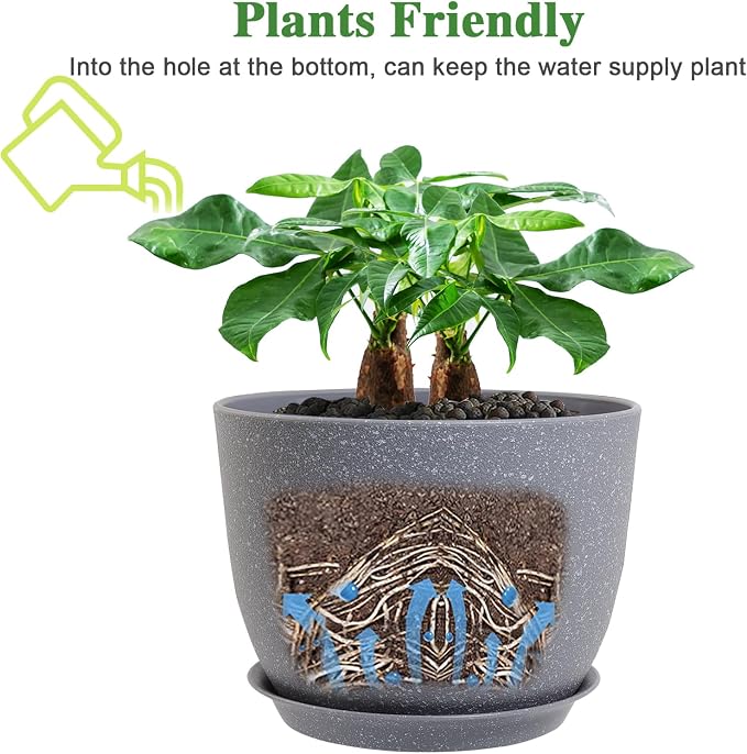 UOUZ 12inch Large Plant Pot, Modern Plastic Planter - Image 4