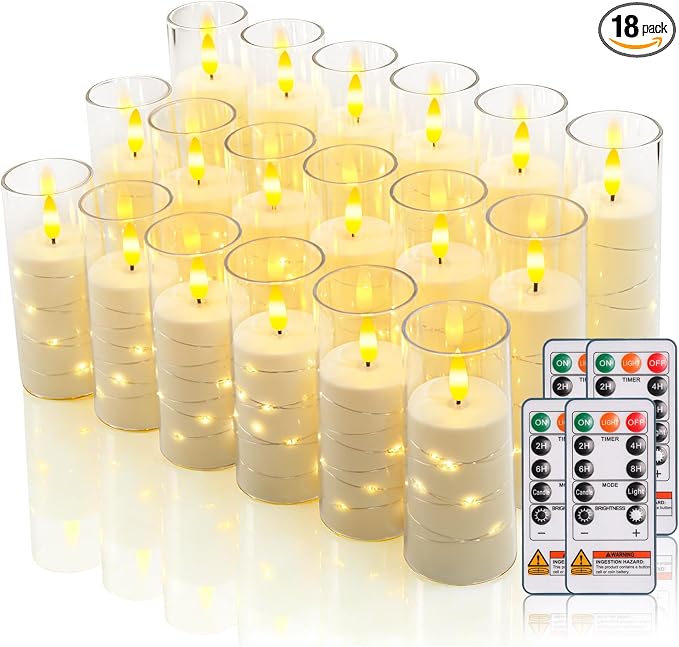 Raycare 18 Pcs Flameless Battery Operated Pillar Candles by Raycare