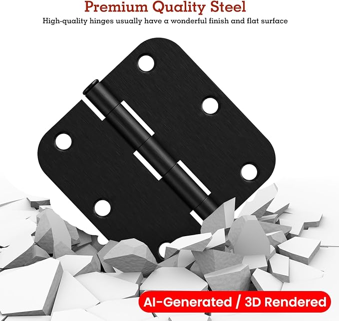TDCHINGES Rounded Door Hinges 3.5" X 3 1/2 Inch Brushed Black 5/8" Radius | 30 - Image 4