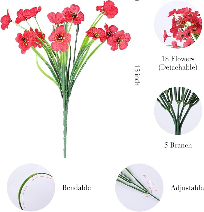AGIRL Artificial Flowers Outdoor UV Resistant Fake Plant Garden Patio Decor | - Image 2
