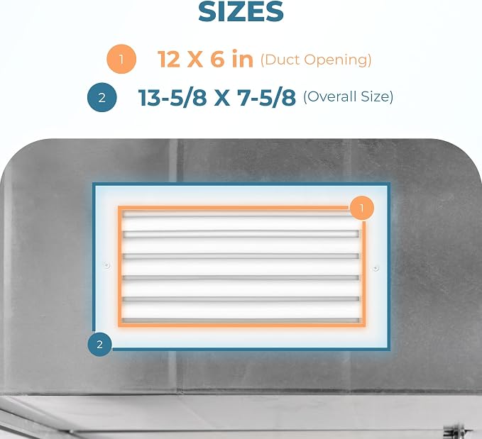 Air 360 12x6 Aluminum Vent Cover, Return Air Grille - Image 2