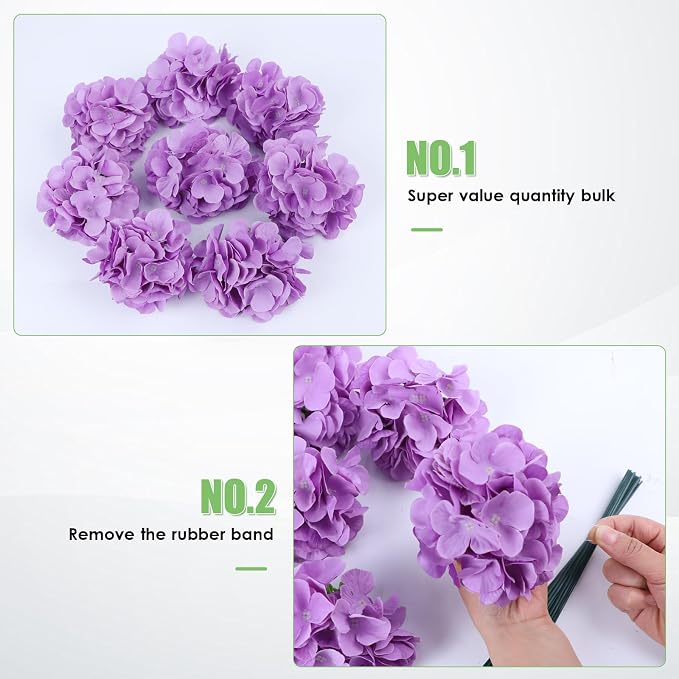 AVIVIHO 65pcs Lavender Fake Flowers Hydrangea Artificial Flowers Bluk - Image 5