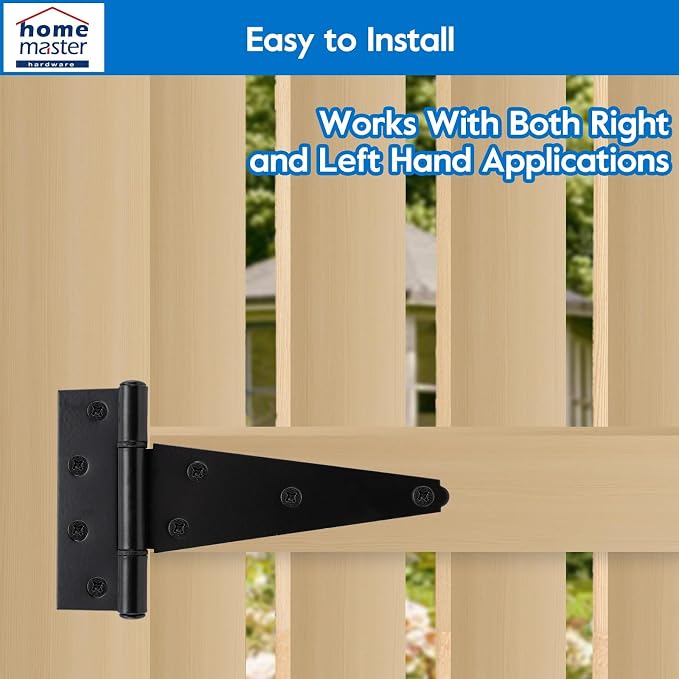HOME MASTER HARDWARE 6" Heavy Duty Gate Hinges, 6 Pack T Strap Hinges | Steel - Image 7