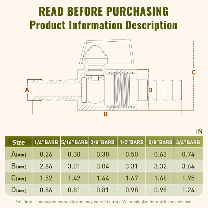 2 Pack 5/16" Hose ID Barb Mini Ball Valve, Stainless Steel Small Shut Off Valve - Image 8