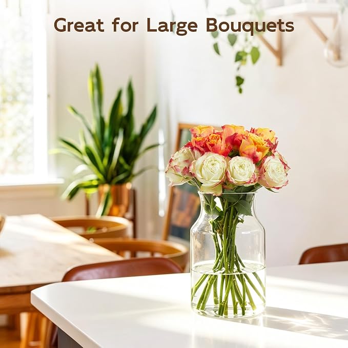 Clear Glass Vase, 8 inch Glass Flower Vase - Image 7