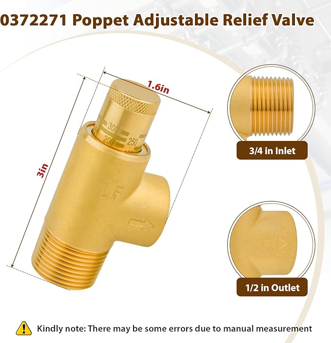0372271 530C-STD 3/4" x 1/2" Brass Poppet Type Calibrated Pressure Relief Valve - Image 2