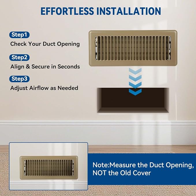 4" x 12" Floor Register Vent Covers 4-Pack, Steel Floor Vent - Image 6