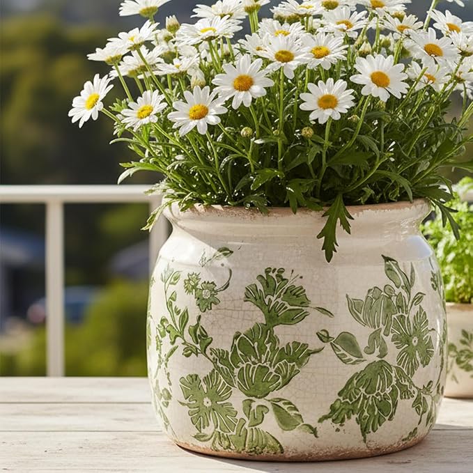 Tuscan Ceramic Indoor Plant Pot, Rustic Farmhouse Vase - Image 2